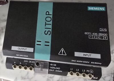 Siemens SITOP Modular 20A Stabilized Power Supply 24V DC/20A (6EP1436-3BA00)