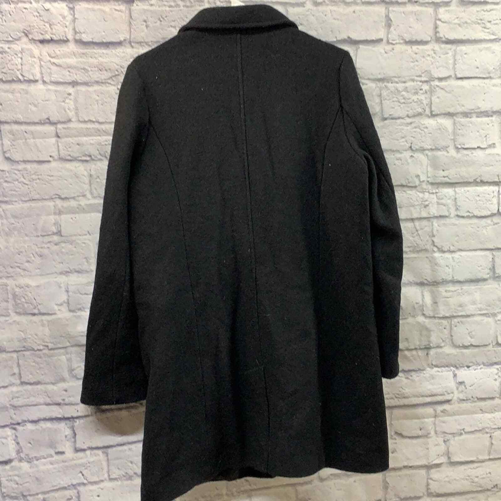 Lands End Black Wool Blend Long Coat Size 14 iuu.org.tr