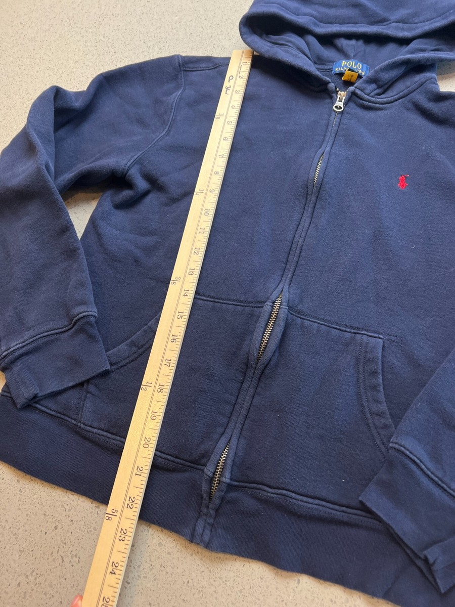 POLO RALPH LAUREN NAVY BLUE EMBROIDERED RED LOGO ZIP UP