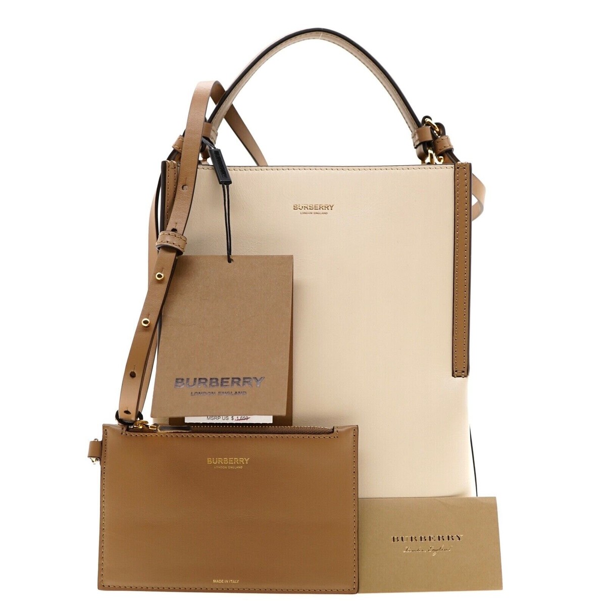 小物 BURBERRY Organizer punching Leather Wh Burberry Peggy Shoulder Bucket Bag Ivory Leather New | eBay