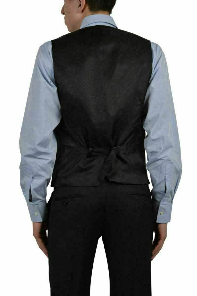 Colete Dolce & Gabbana masculino preto 100% lã listrado cinco botões EUA 34 IT 44 - Imagem 2 de 3