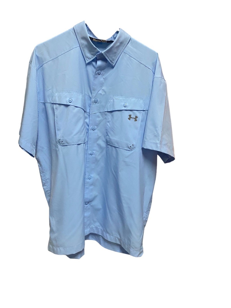 Under Armour Men's Button Down Shirt Medium Heat Gear Loose Short Sleeve Vented Under Armour Men's Button Down Shirt Medium Heat Gear Loose Short Sleeve Vented