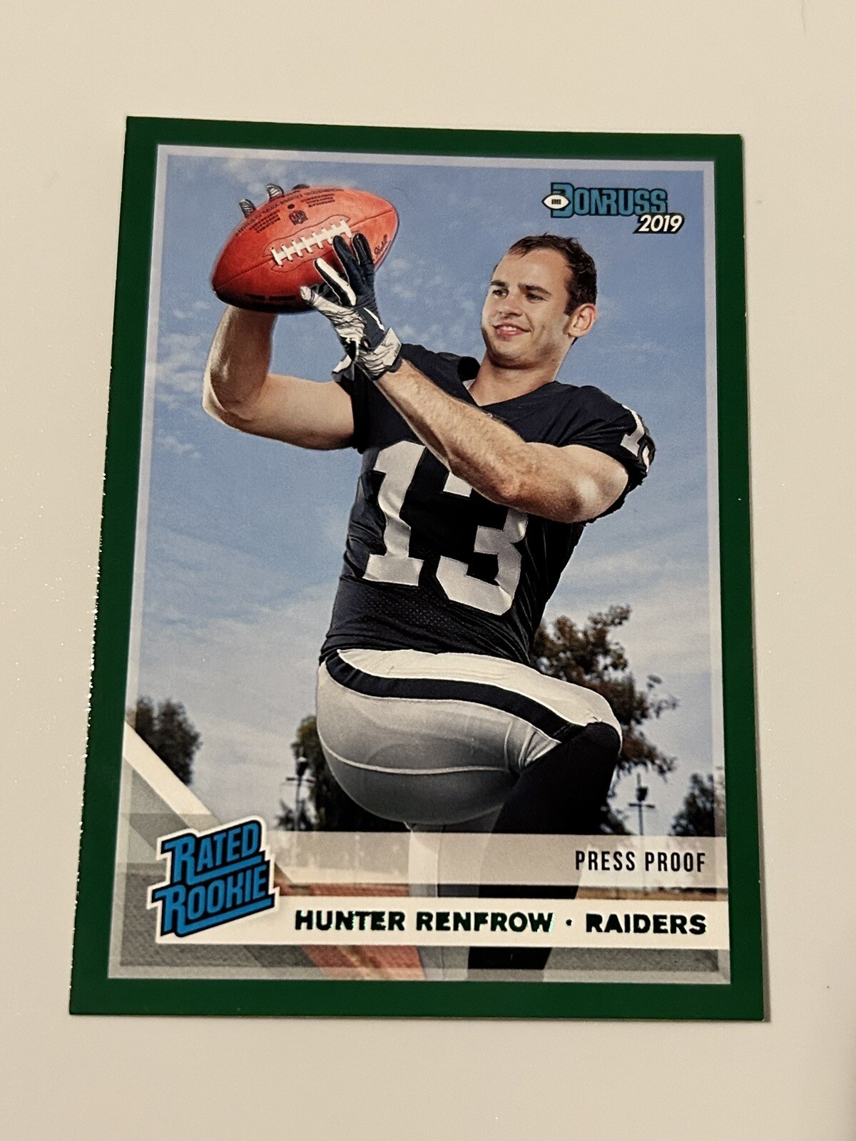 2019 Panini Donruss - Rated Rookie Press Proof Green #340 Hunter Renfrow (RC)