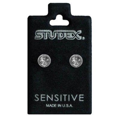 1 Paar Studex Sensitive Chirurgenstahl Ohrringe Ohrstecker April-Kristall 2-3mm