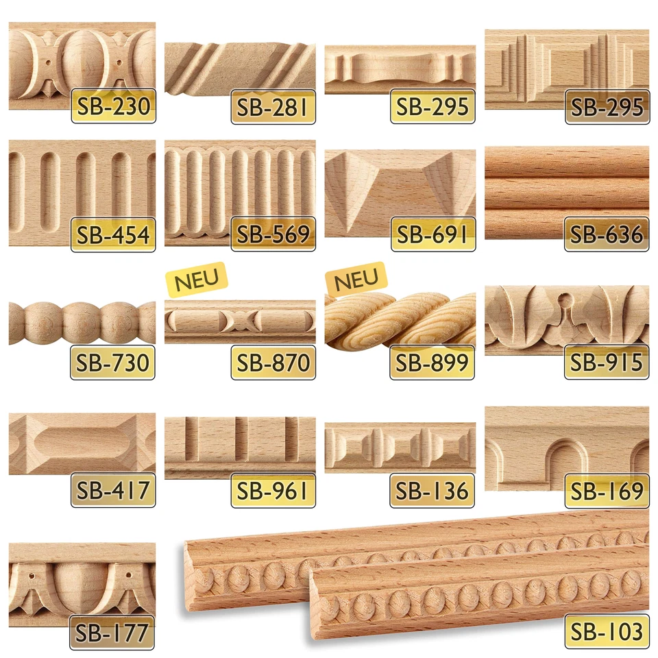 Zierleisten Holz 2 Stk. Stuckleisten Wandleisten Profilleisten Zierprofile Decke - Bild 2 von 2