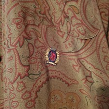 Vtg Tommy Hilfiger Shirt Men Green Brown Preppy Paisley 90s Button Logo Long Sle