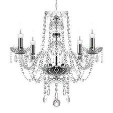 Crystal Chandelier Vintage 4-Light Candles Ceiling Fixture Pendant Lamp