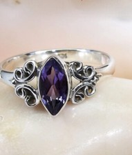 Iolite 8x16mm Gemstone 925 Sterling Silver HandmadeBirthday Ring For Gift Her,,