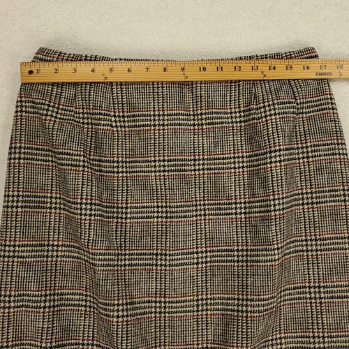 Herve Bernard Maxi Skirt Womens 14 Wool Plaid Fringe Academia Casual Preppy - Picture 5 of 11