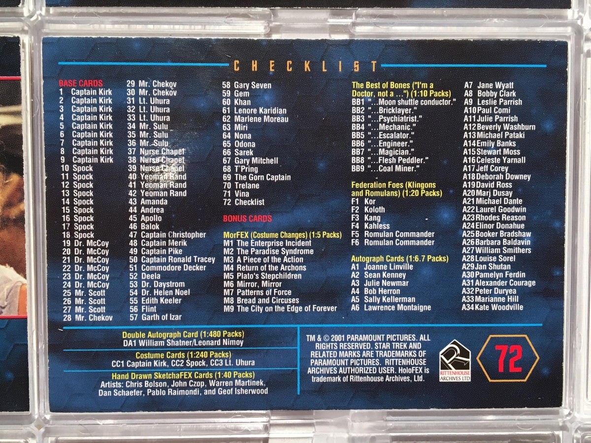 Star Trek 35th Anniversary HoloFEX Trading Base Card Set 72