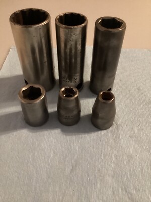 LOT OF 6 Vintage PROTO 1/2'' Drive Sockets