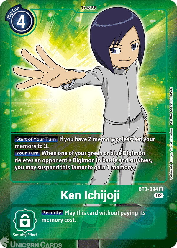 BT3-094 Ken Ichijoji Rare Alternative Art Bonus Tamer Mint Digimon Card
