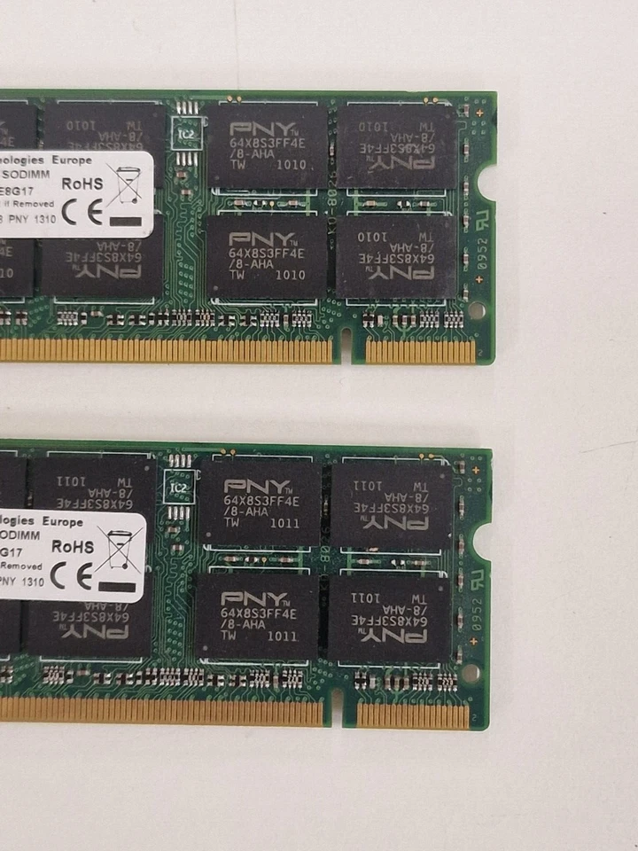 2 x PNY 1GB RAM SODIMM 64A0TFTYE8G17 PC2-5300 DDR2 667MHz - Image 3 of 4