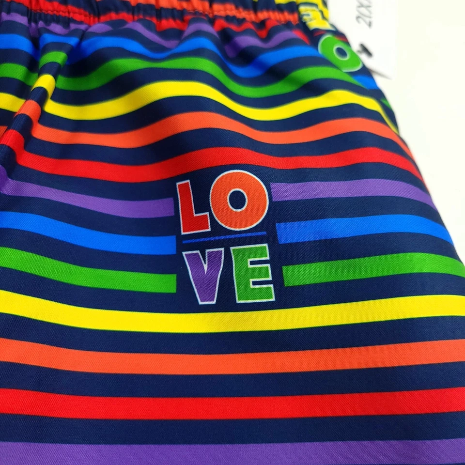 $75 2(X)IST LOVE Brillantes Coloridos Arco Iris Forrados Bañador Pantalones Cortos Para Hombres Pequeños Foto 2 de 4
