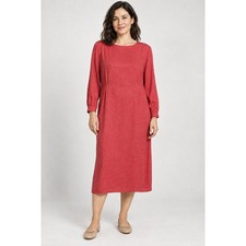 Liz Claiborne Midi Dress Women 12 Petites Red Polka Dot Button Back Retro