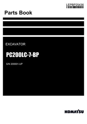 Komatsu PC200LC-7-BP Excavator Parts Catalog Manual SN 200001-UP