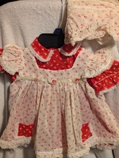 Vintage Bryan STYLE Pinafore 3 Pc Baby Dress Red  White 18M-24M NoTag