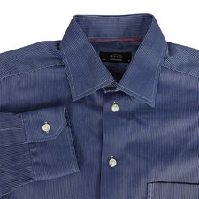 Eton Ganghester Dress Shirt Men's 15 3/4 Blue White Striped Cotton Point Collar