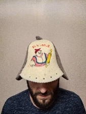 Wool sauna hat for women Funny felt banya hat Gift accessories to saunahut Chris