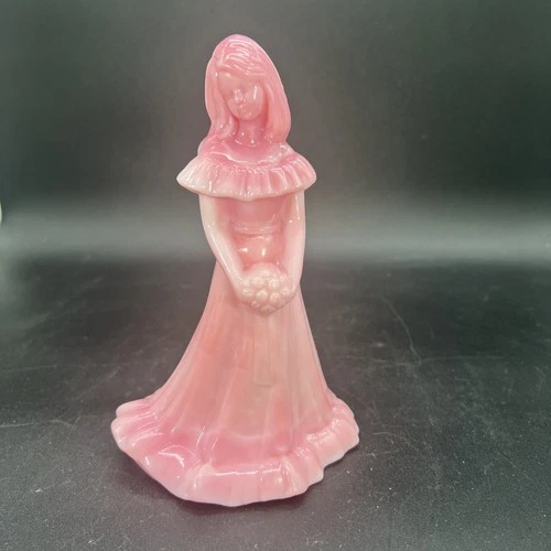 Vintage Fenton Art Glass Pink Rosaline Bridesmaid Figurine.  7.5  Inches