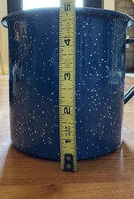 BIG Vintage TRES Enamelware Blue Speckled  Coffee/Tea Mug Cup Enamel Camping