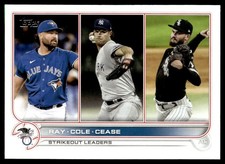 2022 Topps AL Strikeouts Leaders (Robbie Ray/Gerrit Cole/Dylan Cease) LL, UER