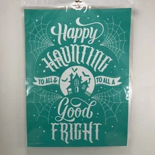 VINTAGE CHALK COUTURE TRANSFER STENCIL SIZE C HAPPY HAUNTING TO ALL HALLOWEEN