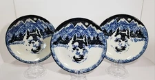 Tienshan Folk Craft Wolf Salad Plates 7-3/4" Set of 3 Excellent Pre-owned Cond.