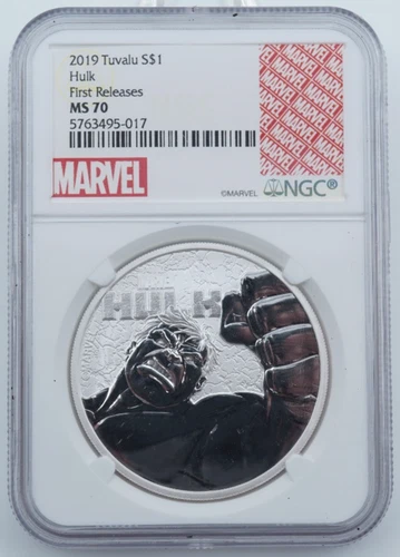 2019 Tuvalu $1 1oz Silver Marvel Hulk First Releases NGC MS 70 - U2508