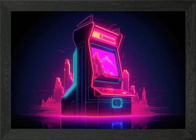 Neon Arcade Spielautomat Gerahmtes Wandbild Poster Leinwanddruck Bild
