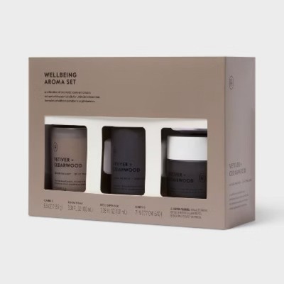 3pc Room Spray and Diffuser with Vetiver and Cedarwood Candle Gift Set 