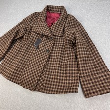 Walker Slater Funnel Neck Arran Jacket Womens 12 Fawn Harris Tweed Wool NEW