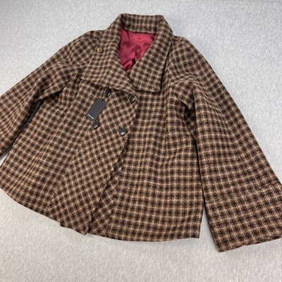 Walker Slater Funnel Neck Arran Jacket Womens 12 Fawn Harris Tweed Wool NEW 