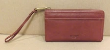 Margot New York Patty Envelope Brown Leather Wallet Wristlet