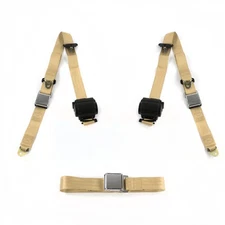 Ford Truck 1935 - 1941  Airplane 3pt Tan Retractable Bench Seat Belt Kit - 3 Be 