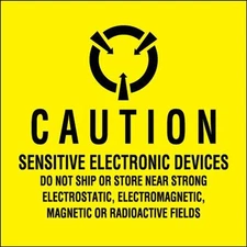 2 x 2" "Sensitive Electronic Devices" Labels, Yellow 500/Roll