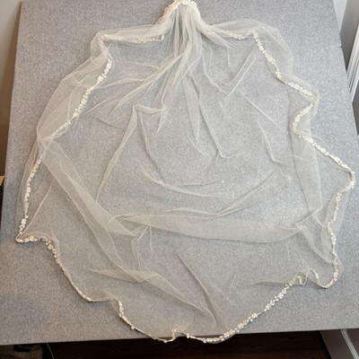 Bridal Veil Lace Floral Applique Cathedral Wedding Accessory 60 inches