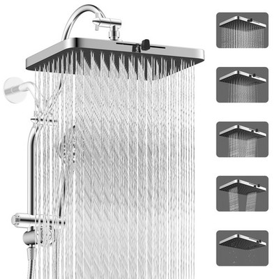 13 Inch High Pressure Shower Head Combo Handheld Spray with Extension Shower Arm