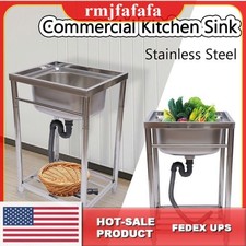 Commercial Stainless Steel Sink Kitchen Sink 1Compartment Single Bowl Basin Sink