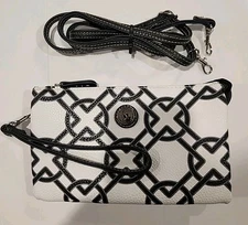 Stone & Co Purse Crossbody Converts To Wristlet Black White Geometric