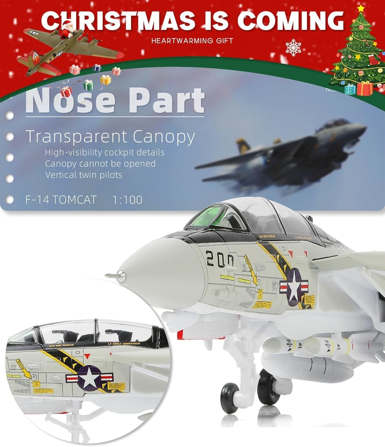 Tomcat 1/100 Metal Airplane Model Kits with Stand VF-84 Jolly Rogers DieCast All