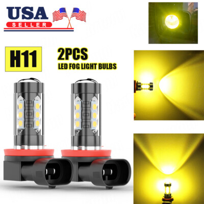 Pair LED Fog Light Bulbs H8 H11 Golden 3000K Yellow Driving Lamp Bulb DRL