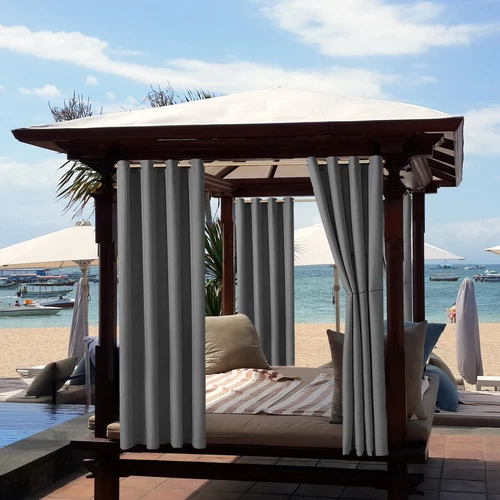1/2 Stück Wasserdicht Outdoor Terrasse Vorhänge 52" Breit Sichtschutz Verdunkelung Pergola Schatten - Bild 2 von 124