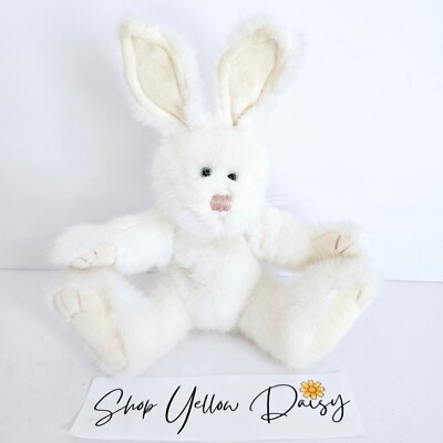 Vintage Boyds Bears Fluffie Bunnyhop White Bunny Rabbit Fully Jointed - M740.1