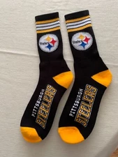 NFL Pittsburgh Steelers Gift Socks Black Gold Men Large Size 10-13 Steel Curtain