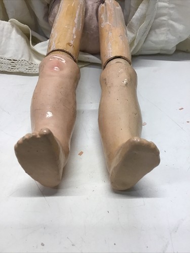 Antique Armand Marseille German Bisque 390 Doll Blue Eyes Composition Body 17” - Imagen 10 de 21