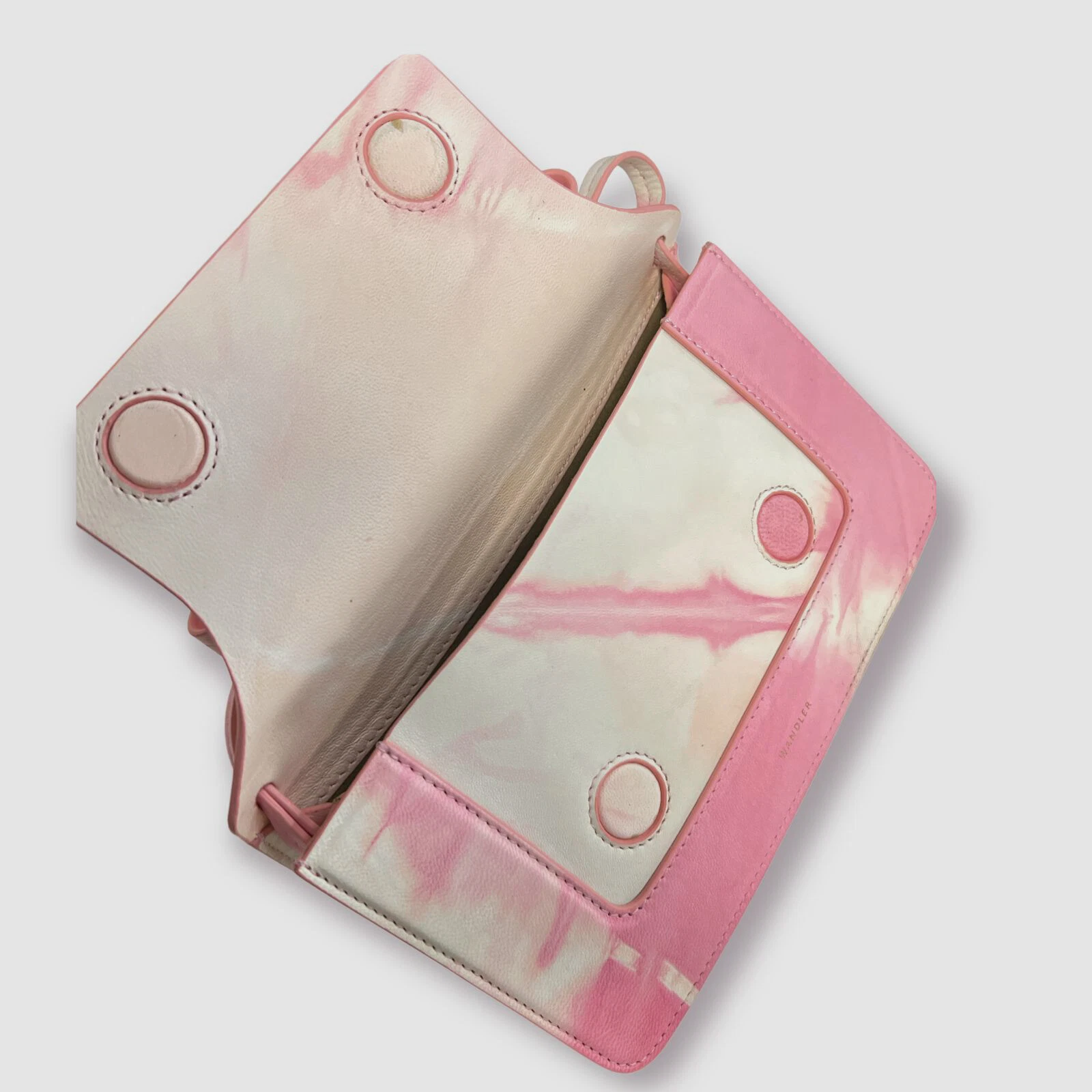 Borsa a tracolla donna Wandler rosa Penelope pelle mini patta logo $750