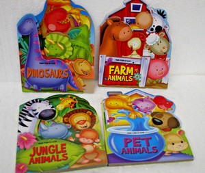 Animal-Themed-Board-Books-4-different-Children-039-s-books-Dinosaurs-Jungle-Farm
