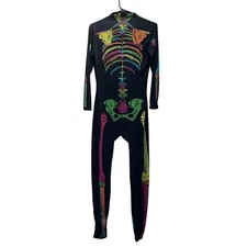 Skeleton Halloween Costume Small Neon Rainbow Body Suit Morph Costumes Stretchy