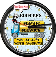 Stinky's Septic Tank Pumping Personalized Name Service Truck Sign Wall Clock